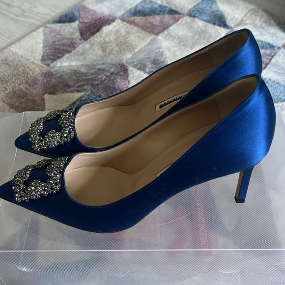 Manolo Blahnik Crystal Hangisi 70 Royal Blue 8.5 - Picture 2 of 8